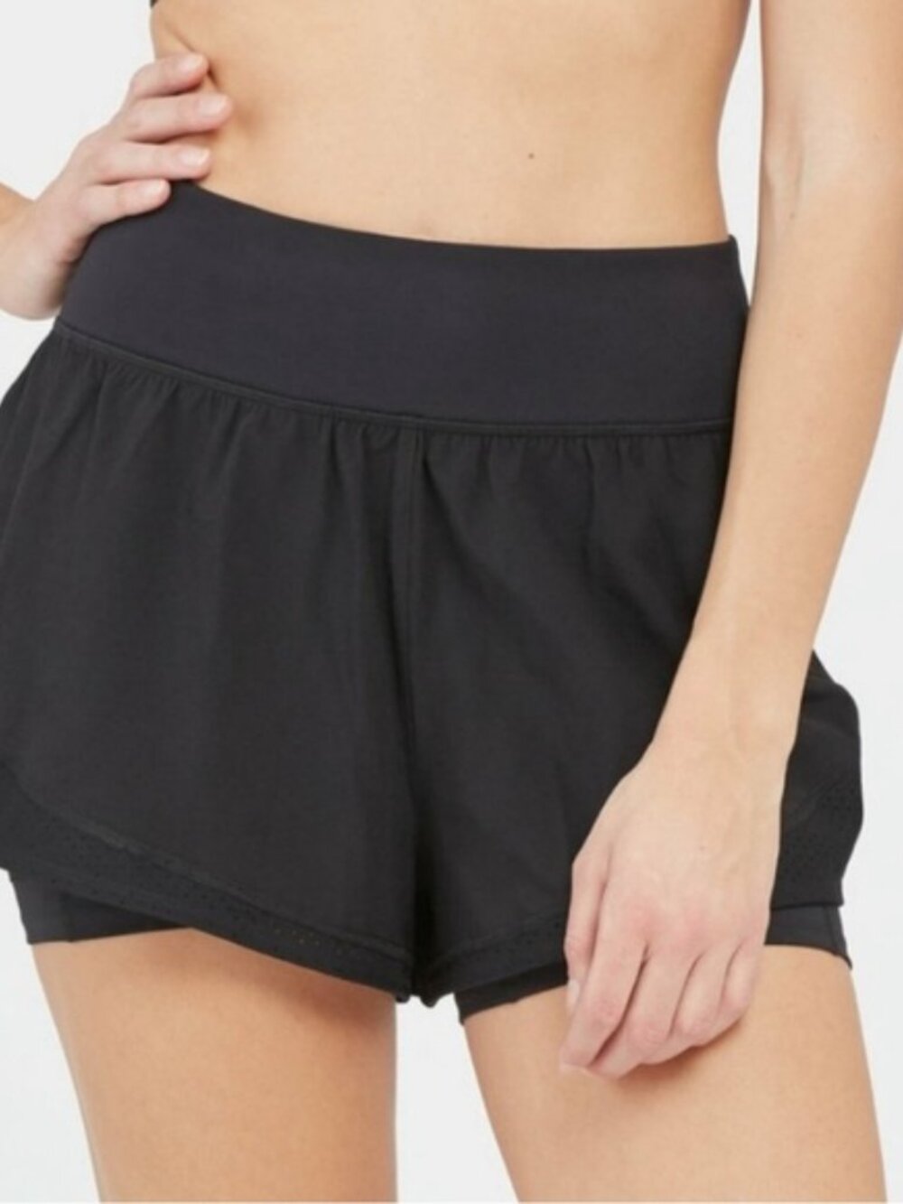 SPANX Get Moving Layered Active Shorts 2 in 1 50197R Sz XL Black